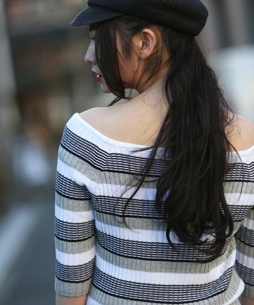 Denime（ドゥニーム）の「オフショル5分袖リブニット（ニット/セーター・レディース・ブルー系その他/レッド/ブラック系その他5・FREE）」の16枚目の写真