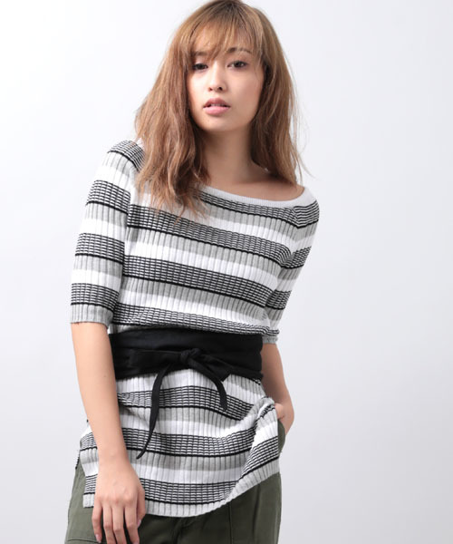 Denime（ドゥニーム）の「オフショル5分袖リブニット（ニット/セーター・レディース・ブルー系その他/レッド/ブラック系その他5・FREE）」の13枚目の写真