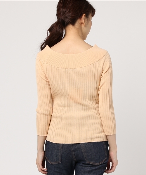 Tiara（ティアラ）の「リブオフショル7分袖ニット（ニット/セーター・レディース・オレンジ/トップグレー/オフホワイト・FREE）」の14枚目の写真