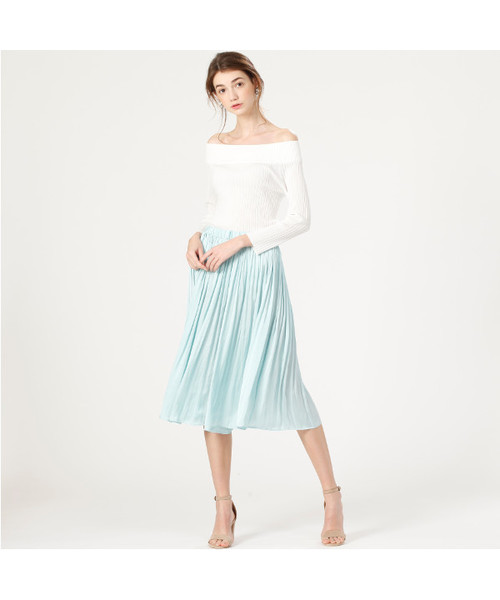 Tiara（ティアラ）の「リブオフショル7分袖ニット（ニット/セーター・レディース・オレンジ/トップグレー/オフホワイト・FREE）」の18枚目の写真