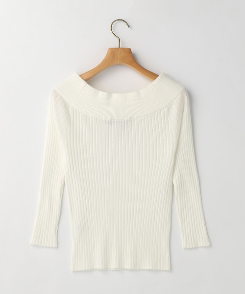 Tiara（ティアラ）の「リブオフショル7分袖ニット（ニット/セーター・レディース・オレンジ/トップグレー/オフホワイト・FREE）」の4枚目の写真