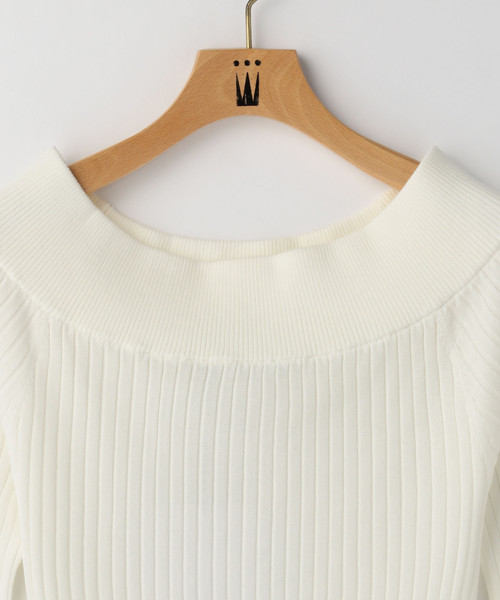 Tiara（ティアラ）の「リブオフショル7分袖ニット（ニット/セーター・レディース・オレンジ/トップグレー/オフホワイト・FREE）」の5枚目の写真