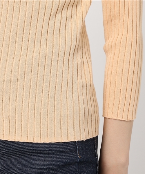 Tiara（ティアラ）の「リブオフショル7分袖ニット（ニット/セーター・レディース・オレンジ/トップグレー/オフホワイト・FREE）」の9枚目の写真