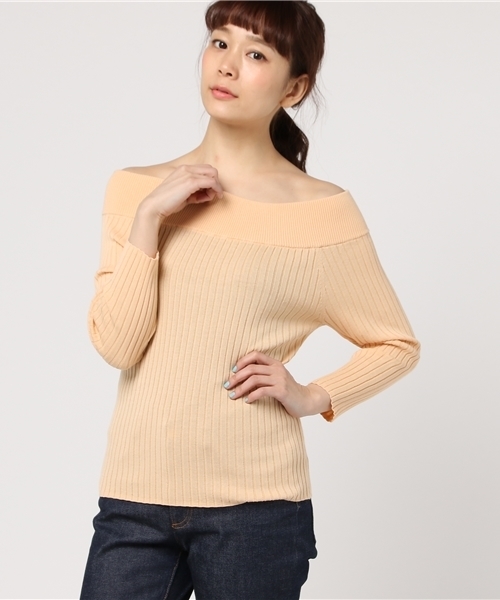 Tiara（ティアラ）の「リブオフショル7分袖ニット（ニット/セーター・レディース・オレンジ/トップグレー/オフホワイト・FREE）」の11枚目の写真