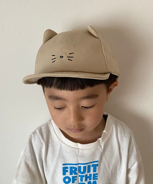 GRIN BUDDY（グリンバディ）の「【GRIN BUDDY(グリンバディ）】キッズ キャット耳付きキャップ/Cat Ear Cap（キャップ・キッズ・ピンク/ホワイト/ブラック/ダークインディゴブルー/ベージュ/オレンジ・52㎝/54㎝）」の3枚目の写真