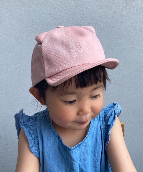 GRIN BUDDY（グリンバディ）の「【GRIN BUDDY(グリンバディ）】キッズ キャット耳付きキャップ/Cat Ear Cap（キャップ・キッズ・ピンク/ホワイト/ブラック/ダークインディゴブルー/ベージュ/オレンジ・52㎝/54㎝）」の5枚目の写真