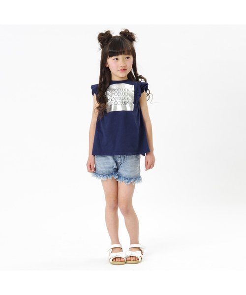 BREEZE（ブリーズ）の「裾フリンジショートパンツ（デニムパンツ・キッズ・ネイビー/ストライプ/ブルー・130/90/100/120/110/140）」の21枚目の写真