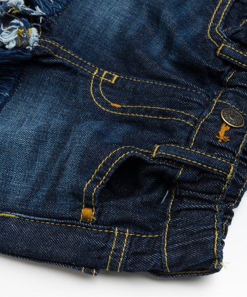 BREEZE（ブリーズ）の「裾フリンジショートパンツ（デニムパンツ・キッズ・ネイビー/ストライプ/ブルー・130/90/100/120/110/140）」の9枚目の写真