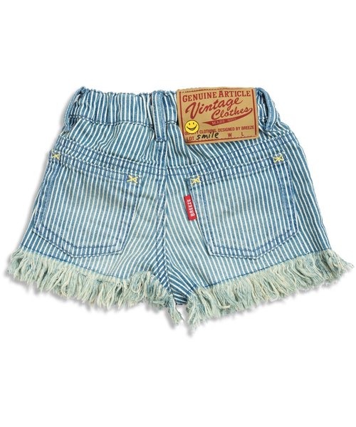 BREEZE（ブリーズ）の「裾フリンジショートパンツ（デニムパンツ・キッズ・ネイビー/ストライプ/ブルー・130/90/100/120/110/140）」の4枚目の写真