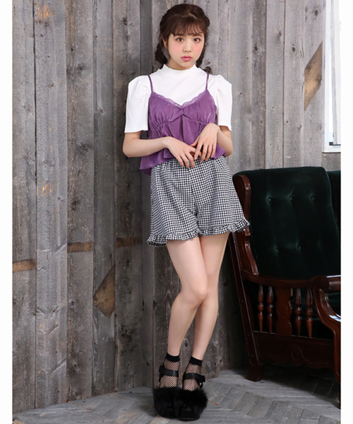 one after another NICE CLAUP（ワンアフターアナザーナイスクラップ）の「サテンドットピスチェ（Tシャツ/カットソー・レディース・パープル/ベージュ/ブラック・FREE）」の13枚目の写真