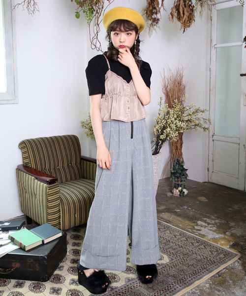 one after another NICE CLAUP（ワンアフターアナザーナイスクラップ）の「サテンドットピスチェ（Tシャツ/カットソー・レディース・パープル/ベージュ/ブラック・FREE）」の19枚目の写真