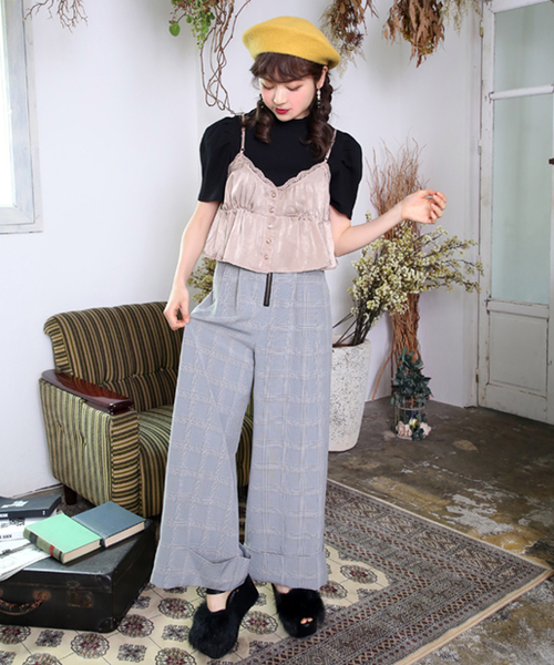 one after another NICE CLAUP（ワンアフターアナザーナイスクラップ）の「サテンドットピスチェ（Tシャツ/カットソー・レディース・パープル/ベージュ/ブラック・FREE）」の20枚目の写真