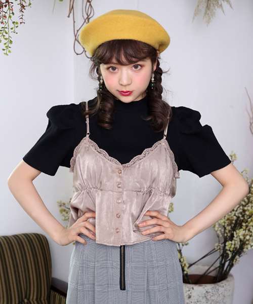 one after another NICE CLAUP（ワンアフターアナザーナイスクラップ）の「サテンドットピスチェ（Tシャツ/カットソー・レディース・パープル/ベージュ/ブラック・FREE）」の21枚目の写真