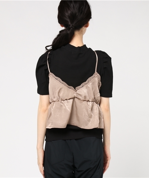 one after another NICE CLAUP（ワンアフターアナザーナイスクラップ）の「サテンドットピスチェ（Tシャツ/カットソー・レディース・パープル/ベージュ/ブラック・FREE）」の7枚目の写真