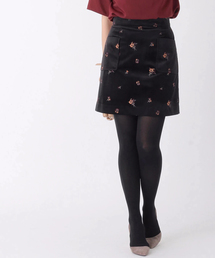 earth music&ecology | 花柄刺繍ベロアスカート(スカート)