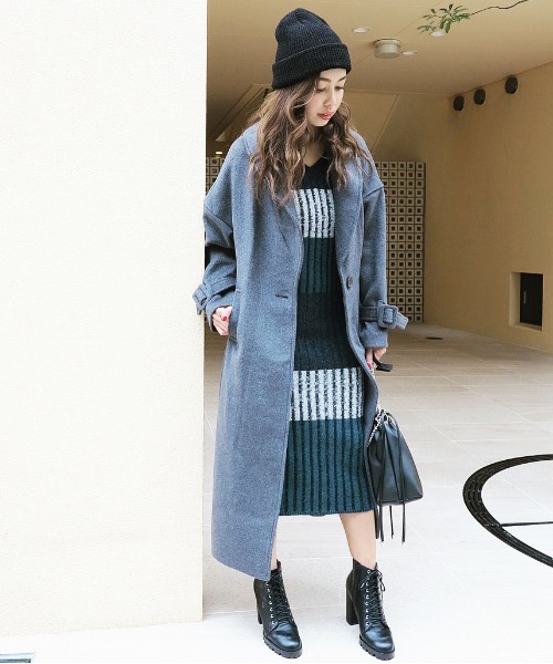 EGOIST（エゴイスト）の「ショールカラーウールコート（その他アウター・レディース・グレー/ブラック/ボルドー/ベージュ・MEDIUM/SMALL）」の3枚目の写真