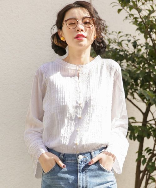 LOWRYS FARM（ローリーズファーム）の「Ａレースマエアキブラウス　785946 （シャツ/ブラウス・レディース・ブラック/オフホワイト・LARGE/MEDIUM）」の2枚目の写真