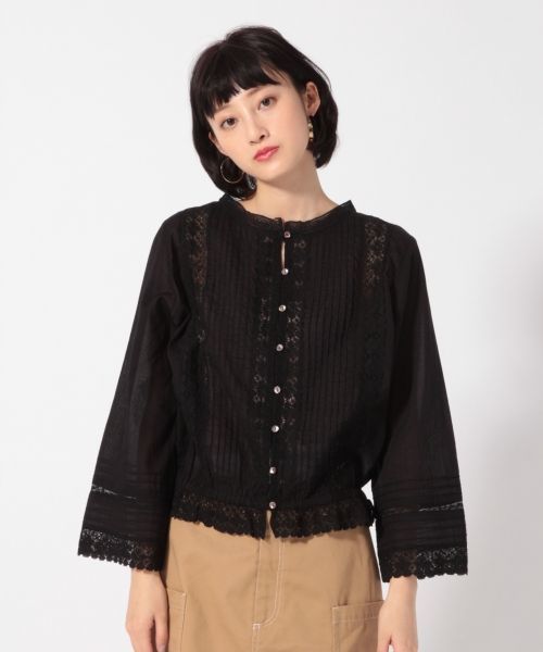 LOWRYS FARM（ローリーズファーム）の「Ａレースマエアキブラウス　785946 （シャツ/ブラウス・レディース・ブラック/オフホワイト・LARGE/MEDIUM）」の5枚目の写真