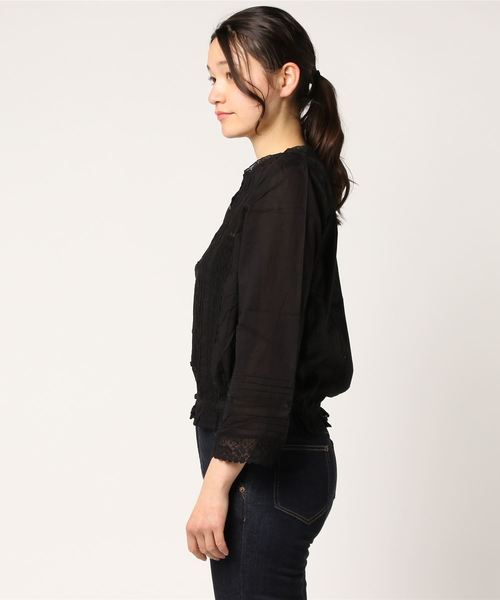 LOWRYS FARM（ローリーズファーム）の「Ａレースマエアキブラウス　785946 （シャツ/ブラウス・レディース・ブラック/オフホワイト・LARGE/MEDIUM）」の3枚目の写真