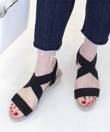 AmiAmi | ゴムストラップジュートウエッジソールクロスサンダル(サンダル)