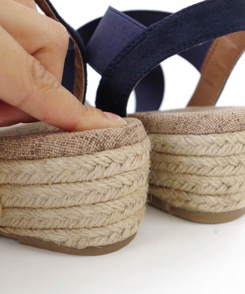 AmiAmi（アミアミ）の「ゴムストラップジュートウエッジソールクロスサンダル（サンダル・レディース・レッド/ネイビー/ピンク/キャメル/ブラック/ベージュ/モカ/オレンジ/レッド系その他/チョコ・M/S/3L/L/SS/LL）」の19枚目の写真