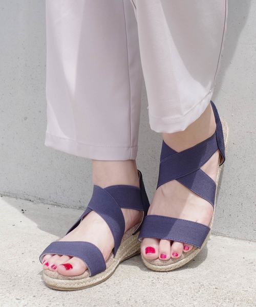 AmiAmi（アミアミ）の「ゴムストラップジュートウエッジソールクロスサンダル（サンダル・レディース・レッド/ネイビー/ピンク/キャメル/ブラック/ベージュ/モカ/オレンジ/レッド系その他/チョコ・M/S/3L/L/SS/LL）」の20枚目の写真