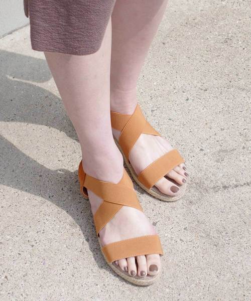 AmiAmi（アミアミ）の「ゴムストラップジュートウエッジソールクロスサンダル（サンダル・レディース・レッド/ネイビー/ピンク/キャメル/ブラック/ベージュ/モカ/オレンジ/レッド系その他/チョコ・M/S/3L/L/SS/LL）」の10枚目の写真