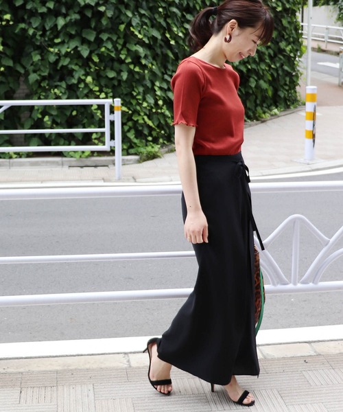 journal standard L'essage（ジャーナルスタンダードレサージュ）の「ポプリンラップパンツ◆（その他パンツ・レディース・ブラック/ブラウン・FREE）」の4枚目の写真