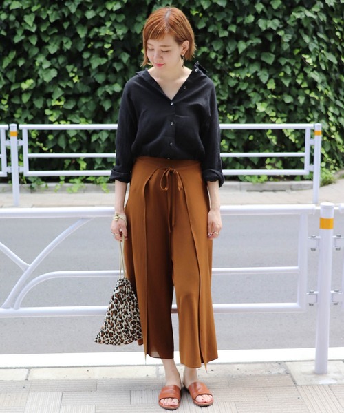 journal standard L'essage（ジャーナルスタンダードレサージュ）の「ポプリンラップパンツ◆（その他パンツ・レディース・ブラック/ブラウン・FREE）」の8枚目の写真