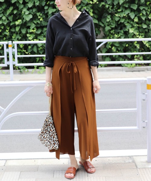 journal standard L'essage（ジャーナルスタンダードレサージュ）の「ポプリンラップパンツ◆（その他パンツ・レディース・ブラック/ブラウン・FREE）」の11枚目の写真