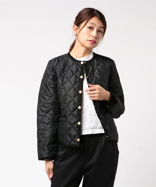 Traditional Weatherwear(トラディショナルウェザーウェア)の「ARKLEY/アークリー(ノーカラージャケット・レディース・ブラック×ブラック/ブルー系その他・34)」の2枚目の写真