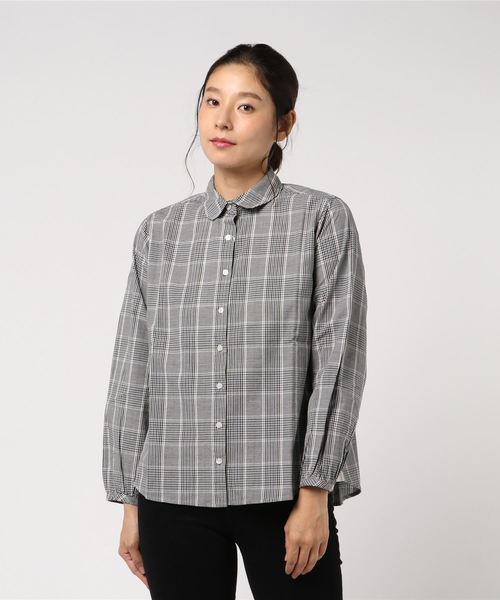 LBC(エルビーシー)の「コットン丸襟シャツ(シャツ/ブラウス・レディース・ホワイト/チャコールグレー/レッド・M/L)」の3枚目の写真