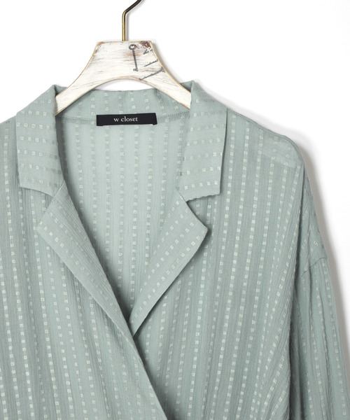 w closet(ダブルクローゼット)の「スクエアドットドビーカシュクールワンピース(ワンピース・レディース・イエロー/ミント/キナリ・FREE)」の16枚目の写真