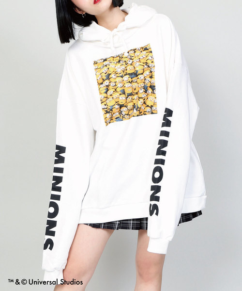 DING(ディング)の「DING/MINIONS パーカー(パーカー・メンズ・ホワイト/ブラック/イエロー・FREE)」の1枚目の写真