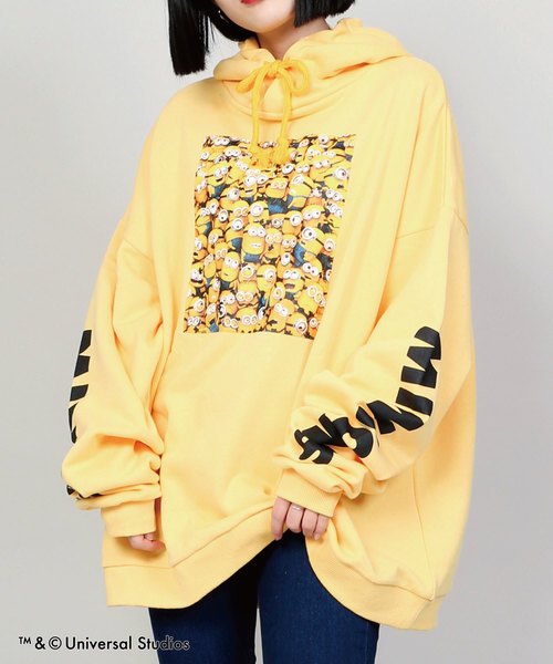 DING(ディング)の「DING/MINIONS パーカー(パーカー・メンズ・ホワイト/ブラック/イエロー・FREE)」の3枚目の写真