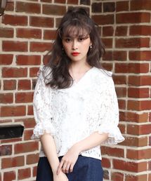 one after another NICE CLAUP | ヴィンテージ開襟レースブラウス(シャツ/ブラウス)