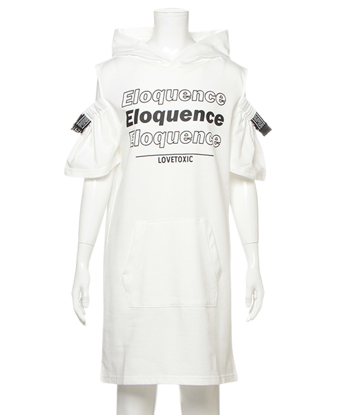 Lovetoxic ラブトキシック の フラッグロゴ肩開パーカーワンピース ワンピース Wear