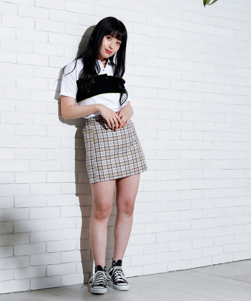 WEGO（ウィゴー）の「WEGO/ベルトチェックスカパン（スカート・レディース・グレー系その他/ベージュ系その他/パープル系その他/イエロー系その他・FREE）」の12枚目の写真