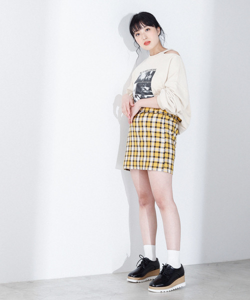 WEGO（ウィゴー）の「WEGO/ベルトチェックスカパン（スカート・レディース・グレー系その他/ベージュ系その他/パープル系その他/イエロー系その他・FREE）」の19枚目の写真