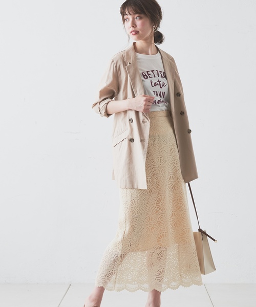 natural couture(ナチュラルクチュール)の「大花レース大人フレアスカート(スカート・レディース・ブラック/オフホワイト/ミント・FREE)」の11枚目の写真