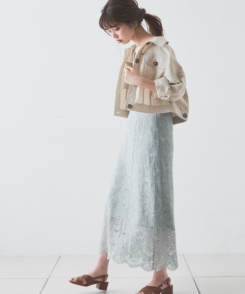natural couture(ナチュラルクチュール)の「大花レース大人フレアスカート(スカート・レディース・ブラック/オフホワイト/ミント・FREE)」の20枚目の写真