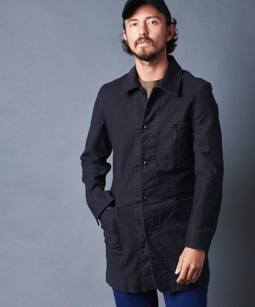 Magine（マージン）の「SULFUR STRETCH BACKSATIN WORK COAT：サルファーストレッチ バックサテン ワークコート（ステンカラーコート・メンズ・ブラック/ベージュ/オリーブ・44/46/48）」の10枚目の写真