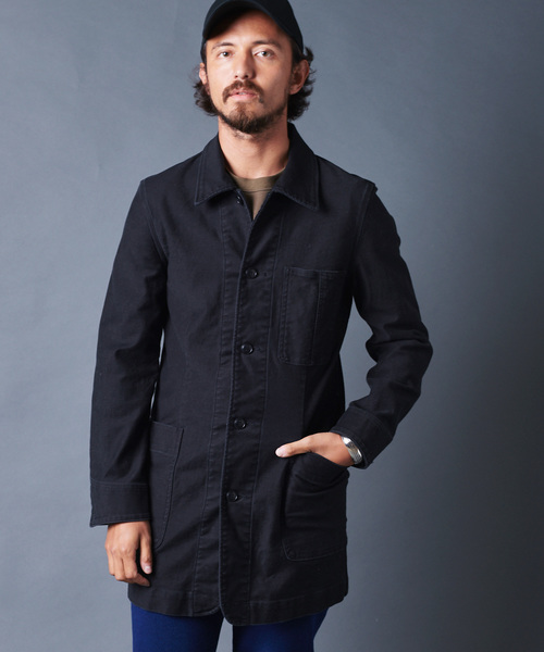 Magine（マージン）の「SULFUR STRETCH BACKSATIN WORK COAT：サルファーストレッチ バックサテン ワークコート（ステンカラーコート・メンズ・ブラック/ベージュ/オリーブ・44/46/48）」の22枚目の写真