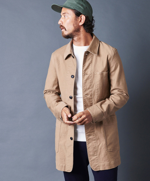 Magine（マージン）の「SULFUR STRETCH BACKSATIN WORK COAT：サルファーストレッチ バックサテン ワークコート（ステンカラーコート・メンズ・ブラック/ベージュ/オリーブ・44/46/48）」の11枚目の写真