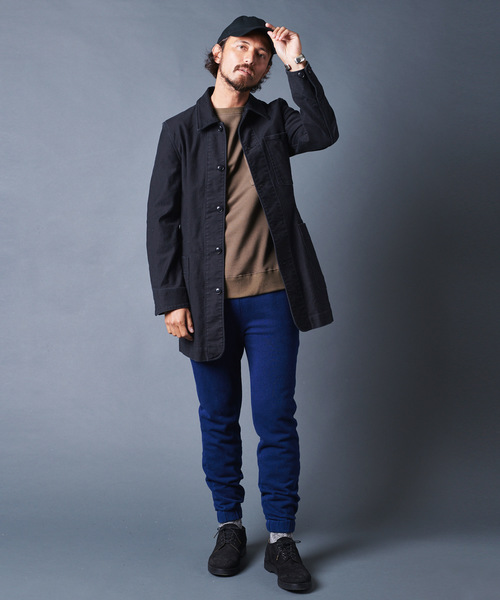 Magine（マージン）の「SULFUR STRETCH BACKSATIN WORK COAT：サルファーストレッチ バックサテン ワークコート（ステンカラーコート・メンズ・ブラック/ベージュ/オリーブ・44/46/48）」の18枚目の写真