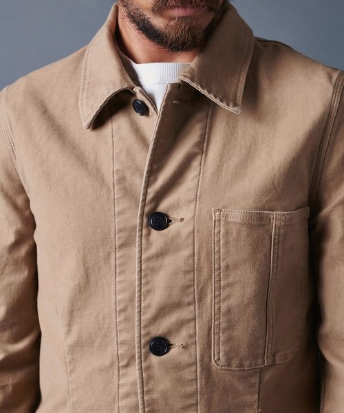 Magine（マージン）の「SULFUR STRETCH BACKSATIN WORK COAT：サルファーストレッチ バックサテン ワークコート（ステンカラーコート・メンズ・ブラック/ベージュ/オリーブ・44/46/48）」の15枚目の写真