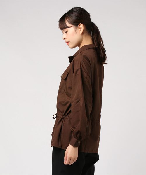 STYLEBLOCK（スタイルブロック）の「オープンカラー開襟サファリシャツブラウス（シャツ/ブラウス・レディース・ブラック/ブラウン/カーキ/キャメル/バーガンディー・M）」の7枚目の写真