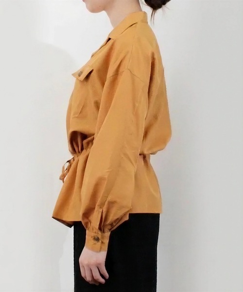 STYLEBLOCK（スタイルブロック）の「オープンカラー開襟サファリシャツブラウス（シャツ/ブラウス・レディース・ブラック/ブラウン/カーキ/キャメル/バーガンディー・M）」の13枚目の写真
