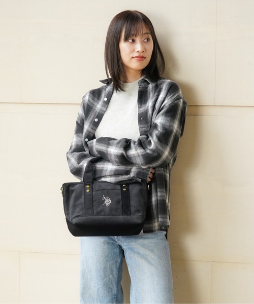 U.S. POLO ASSN.(ユーエスポロアッスン)の「【U.S. POLO ASSN.】 ユーエスポロアッスン コーデュロイ トートバッグ USPA-2729(トートバッグ・レディース・ホワイト/ブラック/ネイビー/グレー/ピンク/クリアブラウン/ライトグレー/レッド/モカ/ブラック系/ホワイト系/ネイビー系/グレー系・FREE)」の20枚目の写真