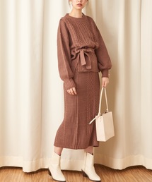 natural couture | 【WEB限定】ケーブルニットセットアップ(ワンピース)